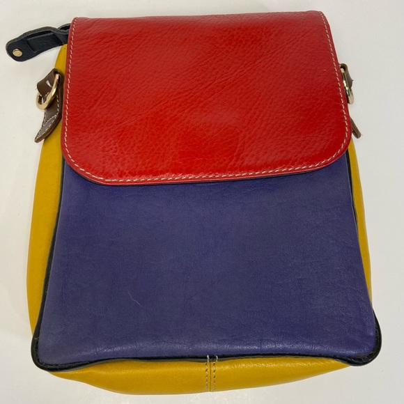 Vintage Leather color Block Crossbody bag - Picture 4 of 16